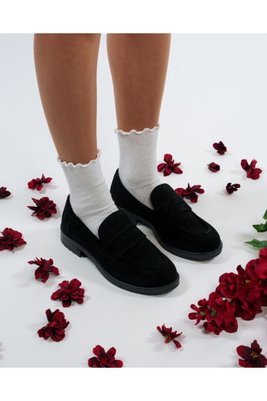 Дамски ежедневни обувки от черен естествен велур TOP 226