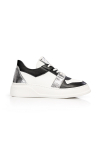 Дамски спортни обувки в бяла, черна и сребърна кожа JANNA 01