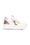 Дамски спортни обувки в комбинация от бяла и розова кожа с акцент от златен глитер ROSA 03