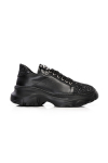 Дамски спортни обувки в черно с акцент от черен глитер ALORA 11