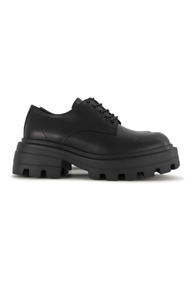 Дамски ежедневни обувки от черна кожа с връзки SANTORINI 07